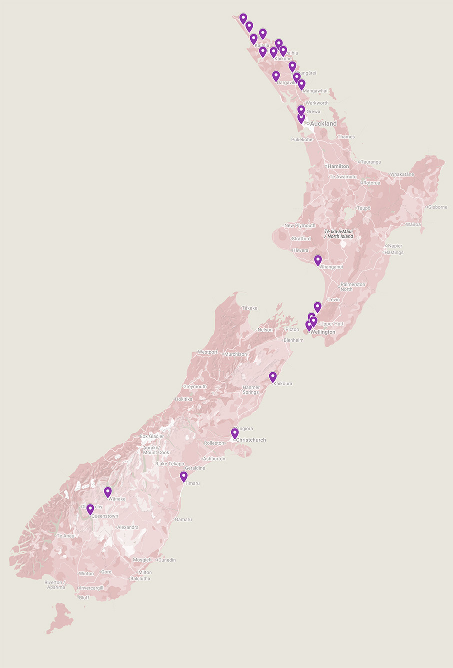 Indigo House clinic locations throughout New Zealand
